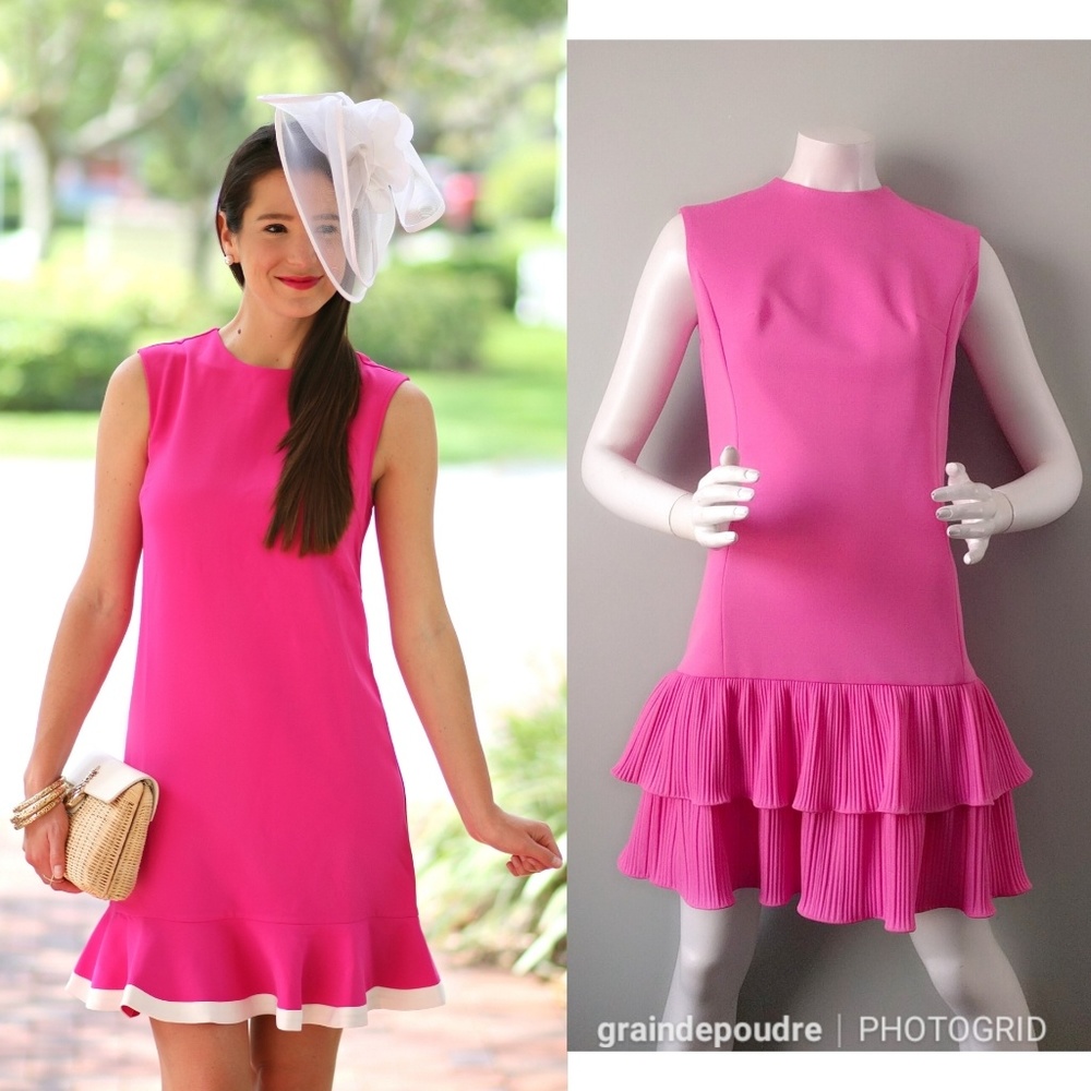 Vtg Magnolia Pink Salsa Ruffle Tier Tank Sheath M